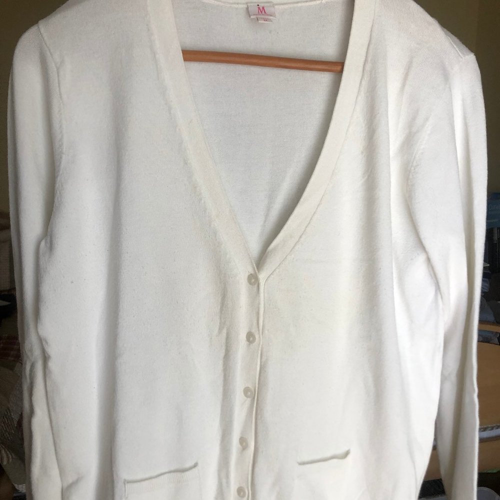 White V-neck Cardigan
